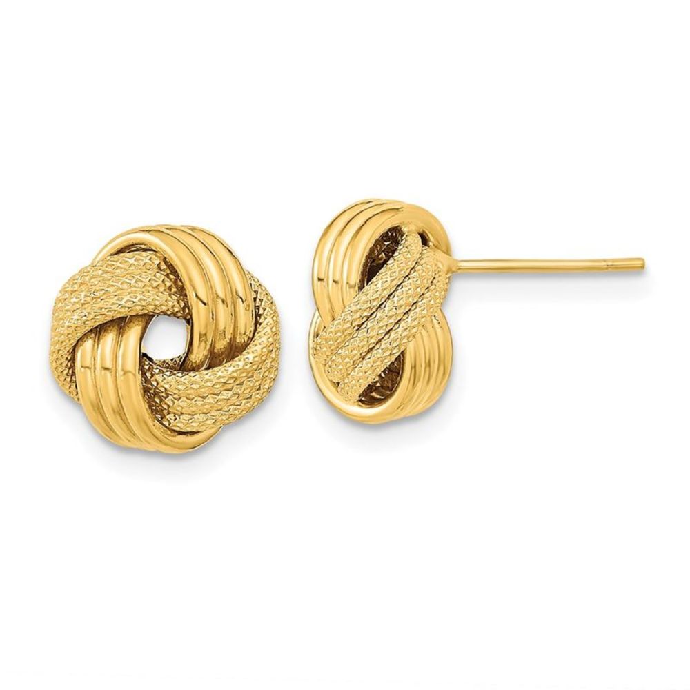 Amanda Rose 14K Yellow Gold Love Knot Stud Earrings - Picture 3 of 5